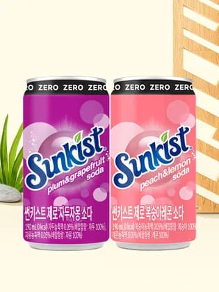 썬키스트 제로 소다 190ml 60캔 자두자몽 복숭아레몬
