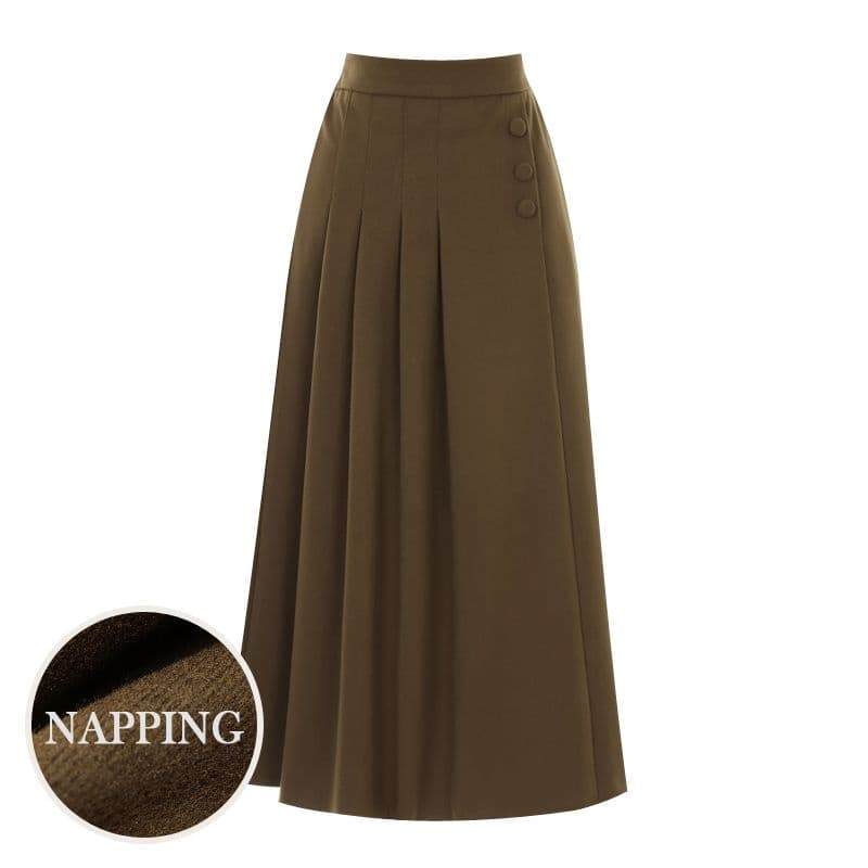 티뷰 백밴딩 버튼핀턱 기모스커트