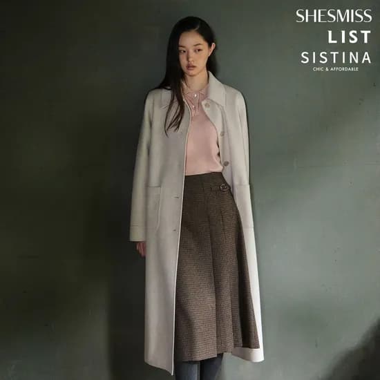 시스티나 울 혼방 핸드메이드 롱코트