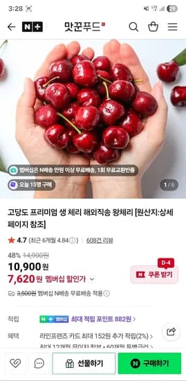 생체리 왕체리 800g