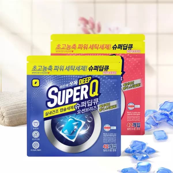 슈퍼딥큐 캡슐세제 오션브리즈 플라워코튼 각 42개입