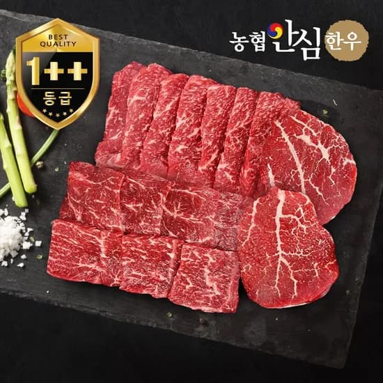 1++등급 한우 모둠구이 한판 600g (보섭+설깃+우둔) 삼성월렛 28,070원