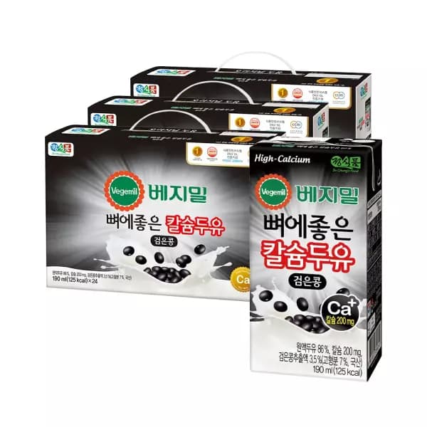 쇼킹딜 베지밀 뼈에 좋은 칼슘 검은콩 두유 190ml 72팩 27,280원 무배
