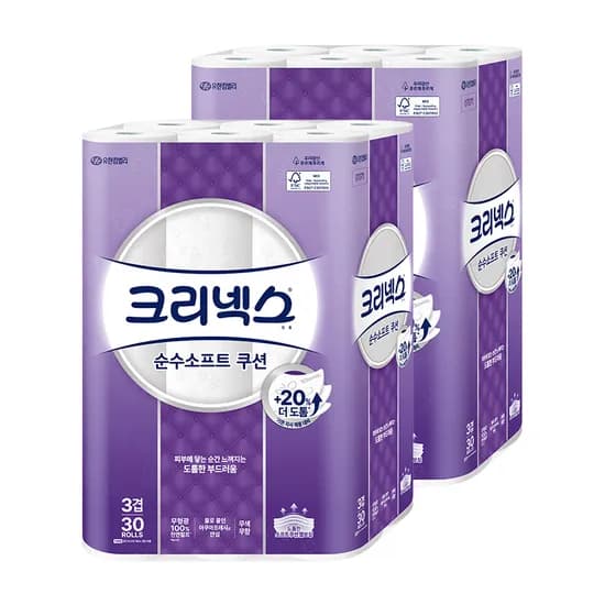 크리넥스 순수소프트 쿠션 25m30롤X2팩 27900원