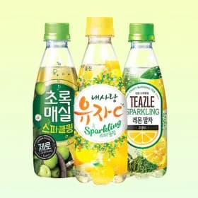 내사랑유자C 티즐 레몬말차 초록매실 스파클링 제로 350mL 20병