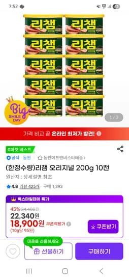 리챔 오리지널 200g 10� 외 다양