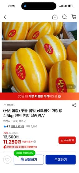 성주참외 4.5kg 랜덤 혼합