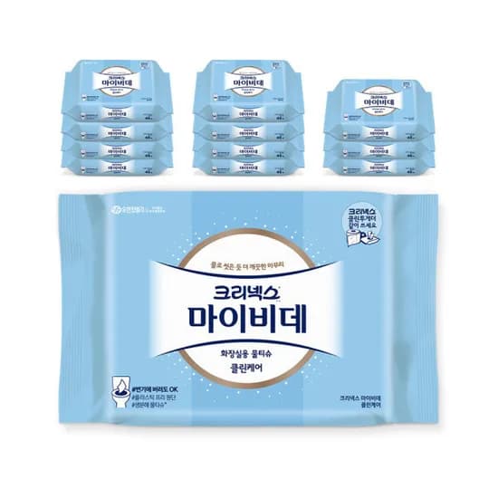 크리넥스 마이비데 클린케어 46매X12팩 15,730원