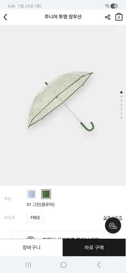 자사몰/지오다노 투명 장우산 6,900원 무배