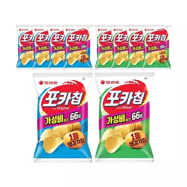 오리온 포카칩 오리지널 66g, 5개 + 어니언 66g, 5개 10,920원