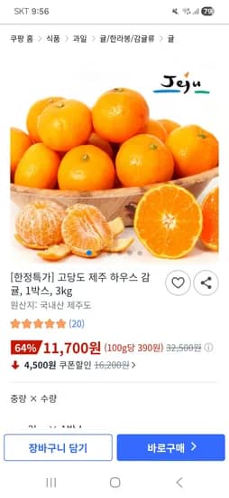 고당도 제주 하우스 감귤 3kg 11,700원 무배