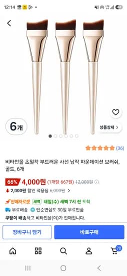 파운데이션 브러쉬 6개 4,000원