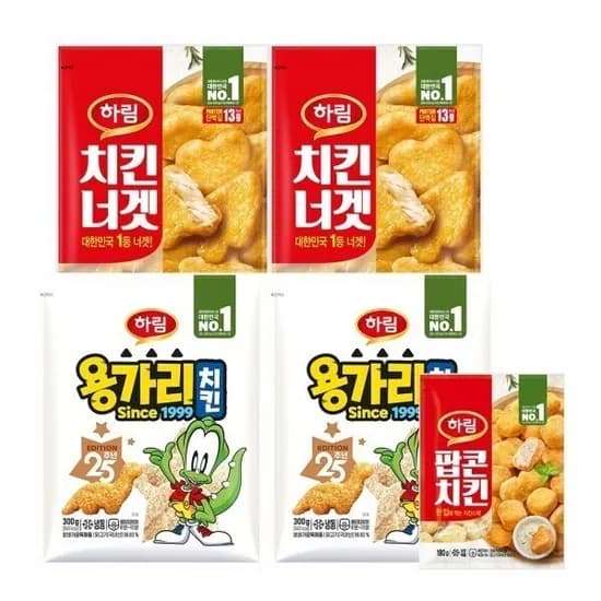 용가리치킨300g 2봉+ 치킨너겟300g 2봉+ 팝콘치킨180g 1봉 총 5봉 /14480원  무배