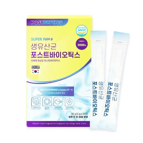 3000억 슈퍼포우 강아지 유산균 고양이 포스트바이오틱스 30포, 1개