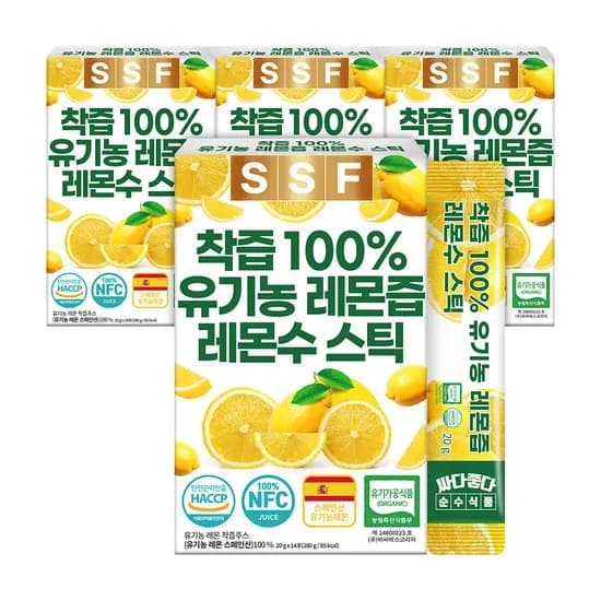 2+2박스 NFC착즙 100% 유기농 레몬즙 레몬수 레몬원액 총 56포 스틱 레몬물