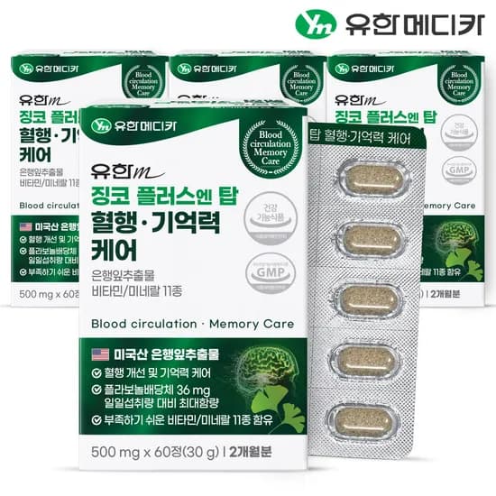 8개월 유한메디카 징코 플러스 엔 탑 혈행 기억력 케어 60정, 4개