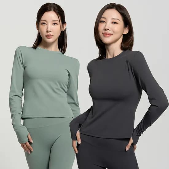 슬림핏 에센셜 롱 슬리브 (긴팔 운동복 러닝 스판 필라테스 요가 헬스 짐웨어)
