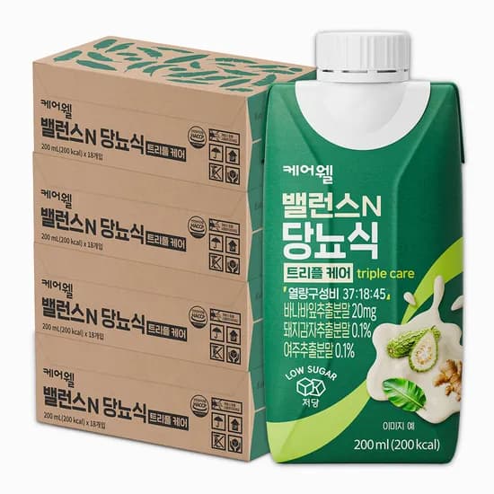 케어웰 밸런스N 당뇨식 트리플케어 혈당관리 환자 식사대용 영양식 간식음료 200ml, 72개