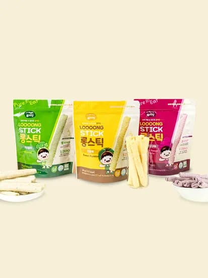 퓨어잇 유기농 롱스틱 3봉+과일링 3봉 아이과자