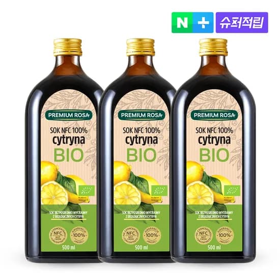 프리미엄로사 유기농 레몬 원액 100% NFC 착즙 주스 즙 레몬수 500ml, 3개