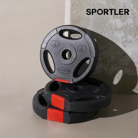 스포틀러 블랙 원판 헬스 덤벨 바벨 저중량 단계별 25mm 세트 1kg, 2개