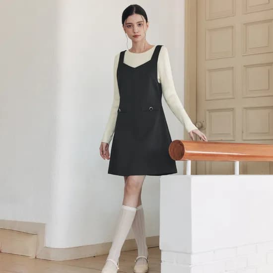하트넥 미니 원피스 HEART NECK MINI ONEPIECE / DARK NAVY