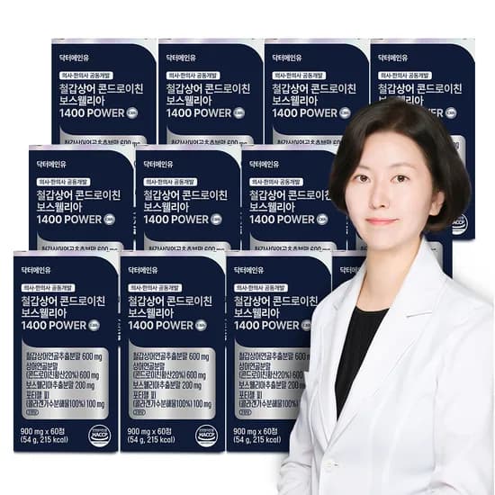 철갑상어 콘드로이친 보스웰리아 1400파워 상어연골 CS6형 저분자콜라겐 60정, 12개