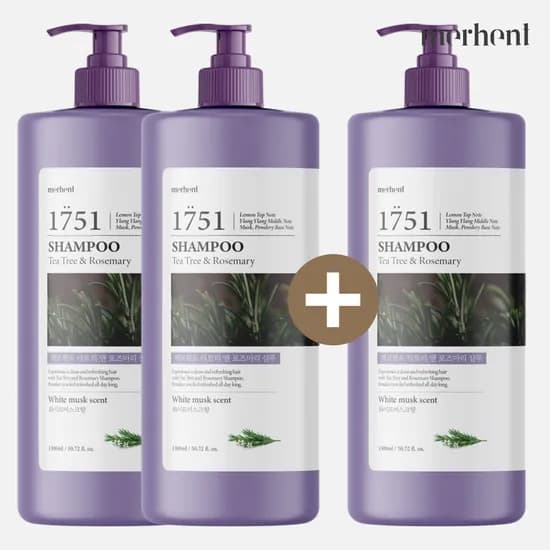 2+1 메르헨트 티트리 대용량 샴푸 1500ml 화이트머스크 약산성 미용실 정수리냄새