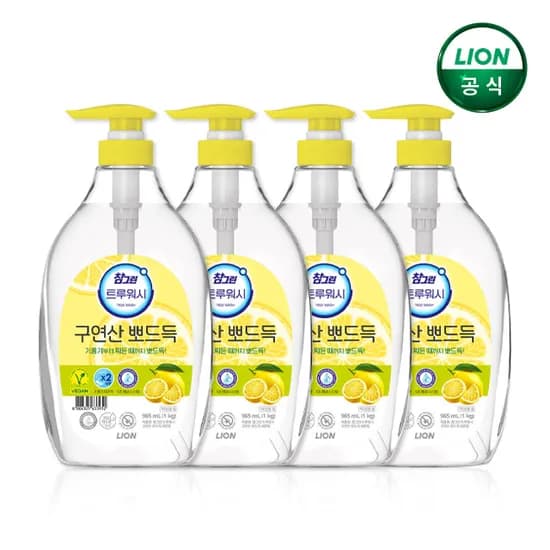 참그린 구연산 뽀드득 주방세제 레몬향 1kg 본품 4개