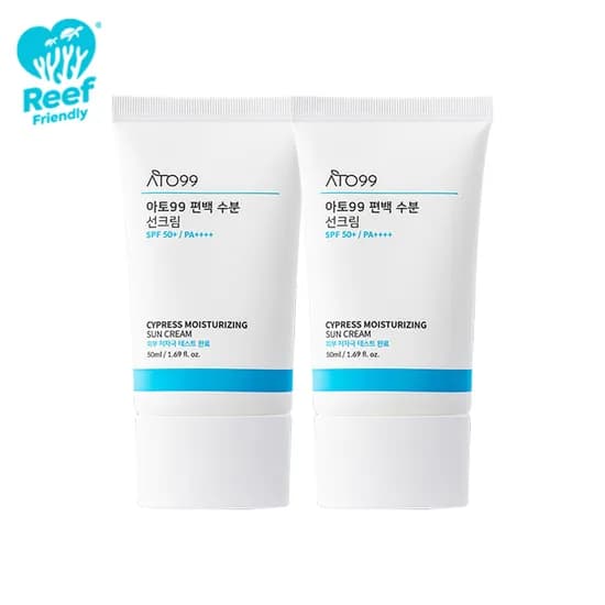 아토99 리프세이프 수분 선크림 끈적임 없고 촉촉한 운동 바다 썬크림 50ml, 2개