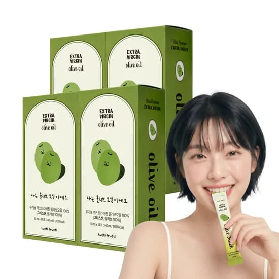 뚜띠프루티 유기농 엑스트라버진 올리브오일 스틱 공복 올리브유 올레샷 140ml, 4개