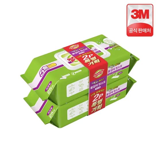 3M 스카치브라이트 표준형 물걸레청소포 더블액션 플러스 50매 (25매 x 2팩)