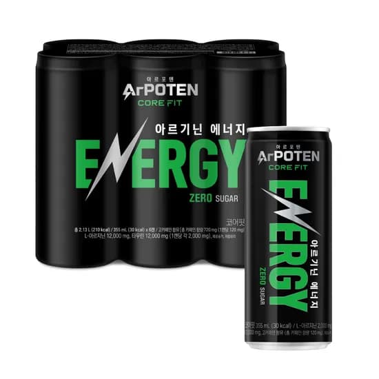 아르포텐 코어핏 에너지음료 에너지드링크 샤인머스켓 앤 사과, 355ml, 6개