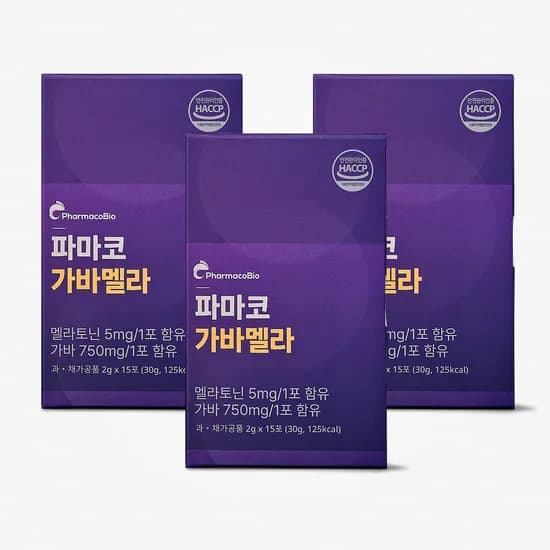 가바멜라 멜라토닌 5mg GABA 750mg 식물성 유산균 발효 15포, 3개