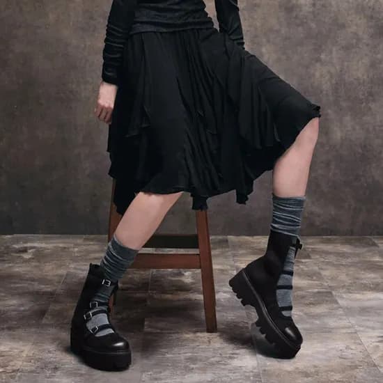 실리아 스웨이드 버클 스트랩 청키 부츠 2Colors CK1-90580204