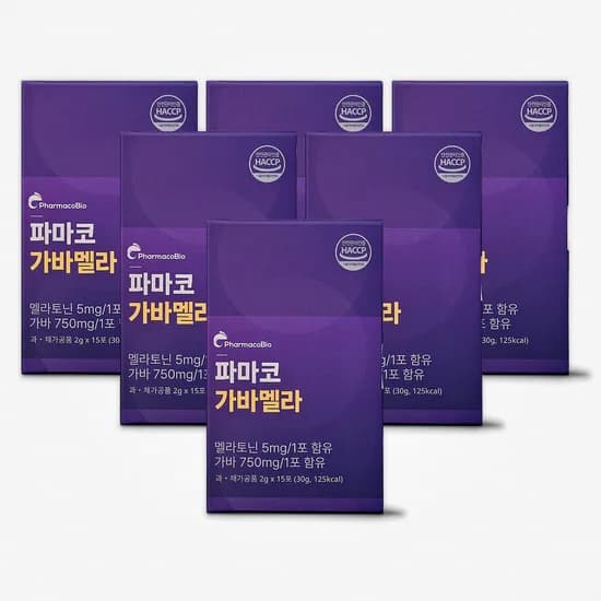 가바멜라 멜라토닌 5mg GABA 750mg 식물성 유산균 발효 15포, 6개