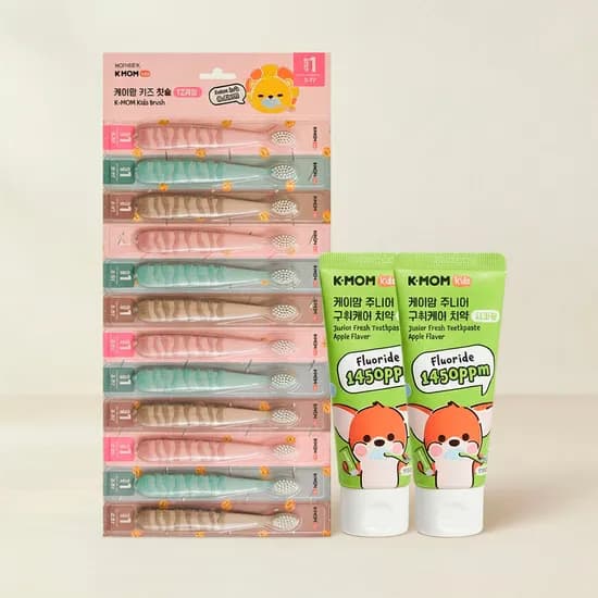 케이맘 키즈 유아 칫솔 12개입 + 어린이 치약 2개 (치약선택) 어린이 구강