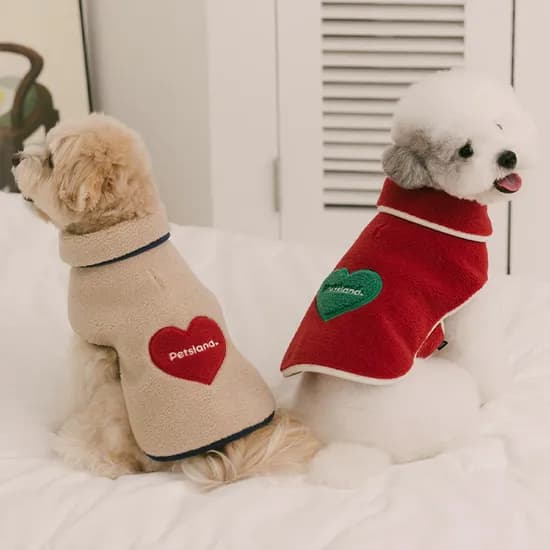 강아지겨울옷 강아지 애견 후리스 판초 하트몽