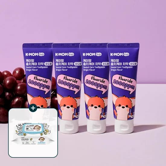 케이맘 1000ppm 충치케어 불소치약 50g 포도향 4개세트
