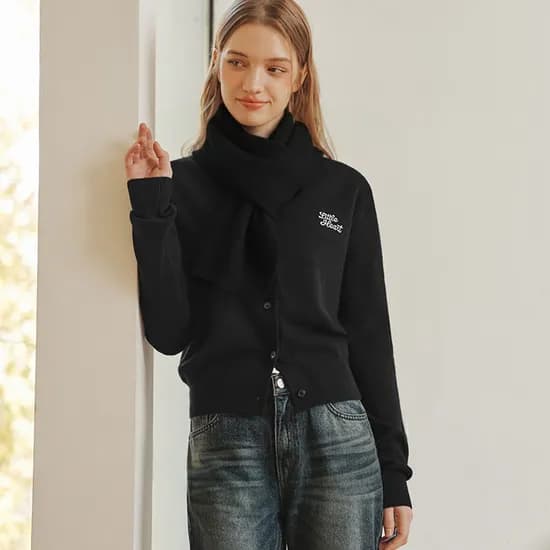 리틀 하트 캐시미어 가디건 & 머플러 세트 LITTLE HEART CASHMERE CARDIGAN & MUFFLER SET