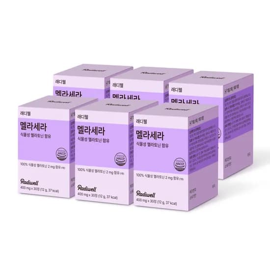래디웰 멜라토닌 하루영양 멜라세라 식물성 30정, 6개