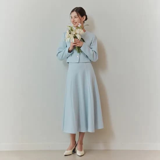 소프트 트위드 자켓 & 스커트 [SET-UP] SOFT TWEED JACKET & SKIRT / LIGHT BLUE