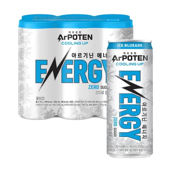 에너지음료 에너지드링크 아르포텐 쿨링업 355ml, 6개