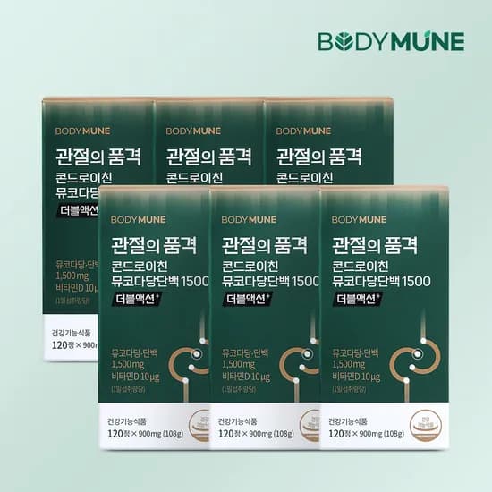 관절의 품격 콘드로이친 뮤코다당단백 1500 (1개월분) 커큐민 소연골 120정, 6개