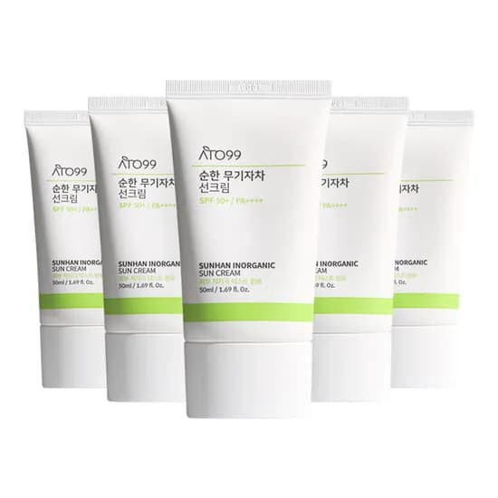 아토99 순한 무기자차 선크림 백탁 눈시림 자극 없는 트러블 방지 썬크림 50ml, 5개