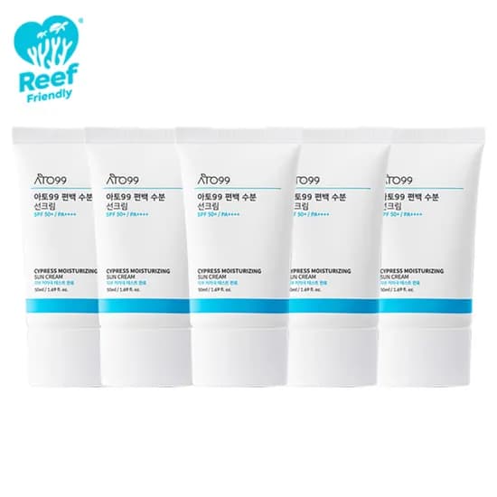 아토99 리프세이프 수분 선크림 끈적임 없고 촉촉한 운동 바다 썬크림 50ml, 5개