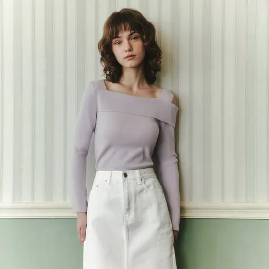 [4컬러] 라이트 언발란스 오프숄더 스웨터 LIGHT UNBALANCED OFF SHOULDER SWEATER