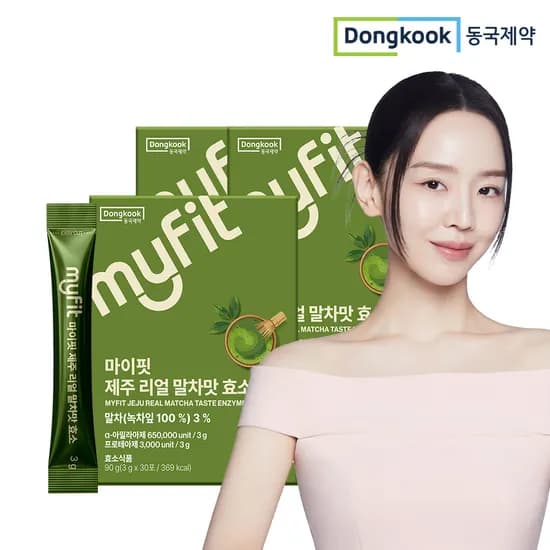 동국제약 마이핏 유기농 제주리얼 말차라떼맛 효소 스틱 고역가 곡물발효효소 30포, 3개