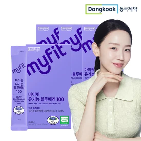 동국제약 마이핏 NFC 유기농 블루베리 착즙 액 100% 스틱 14포, 4개