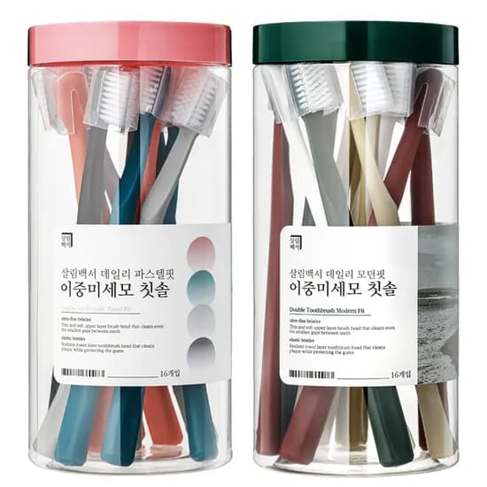 살림백서 미세모 8컬러 모던핏+파스텔핏 칫솔 32개입 초극세모 잇몸 대용량 부드러운 어금니